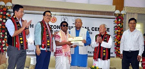 The Governor of Arunachal Pradesh Shri P.B. Acharya giving away the award to an awardee  during the Young talented Artist Award ceremony in Darbar Hall, Raj Bhavan, Itanagar on 25th August 2017. 